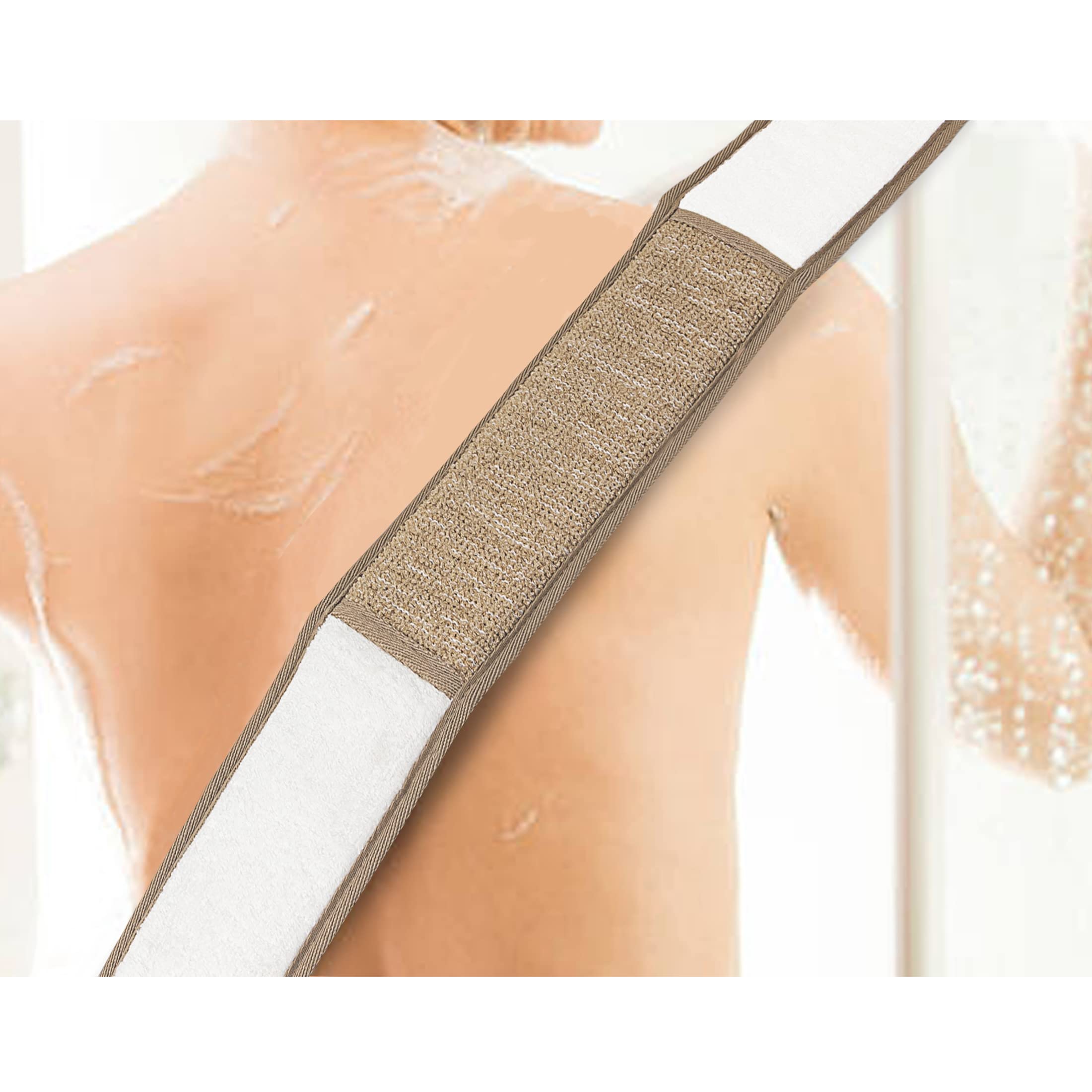 Eurow Beauty Bamboo Back Scrubber, Dual-Sided Exfoliating and Cleansing Shower Strap with Looped Handles, Gentle for All Skin Types, Reusable for Daily Spa-Like Bath Experience, 2-Pack