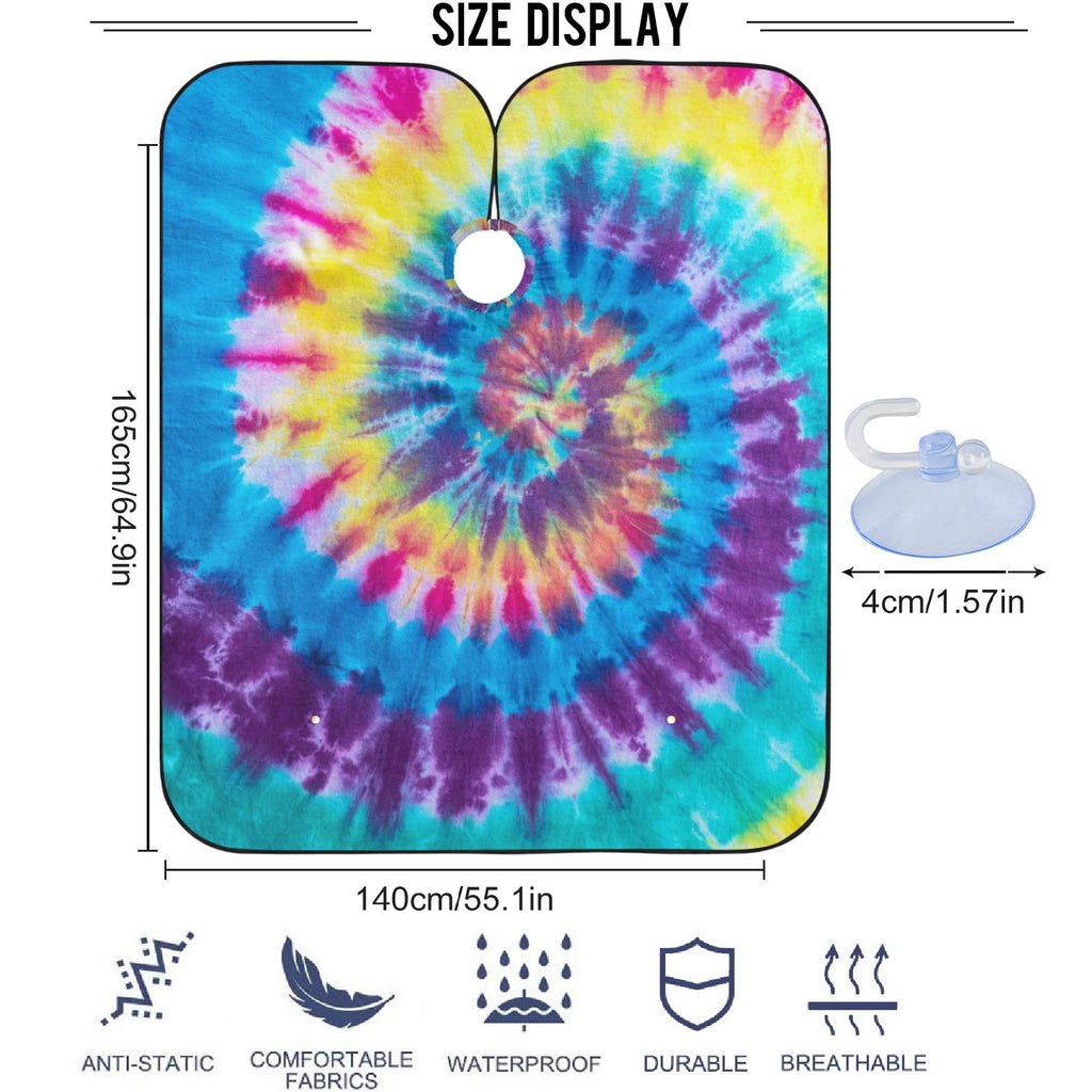 Visesunny Barber Cape With Tie Dye Swirl Design - Polyester Hair Cutting Salon Apron, Anti-Static, Water-Resistant Haircut and Shaving Cloth, Beard Shaving Bib, Hairdressing Cape