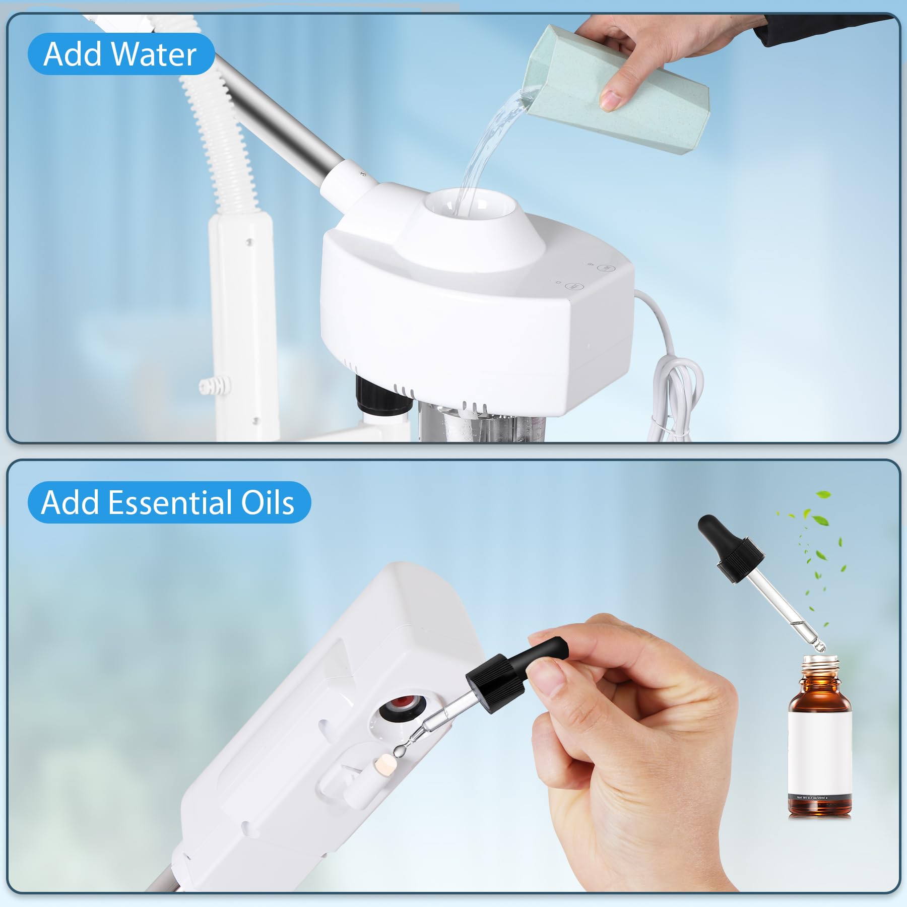 Saicool 2 in 1 Facial Steamer 5X Magnifying Lamp - Hot Ozone Spa Machine, Mist Face Salon Beauty Skin Care Equipment