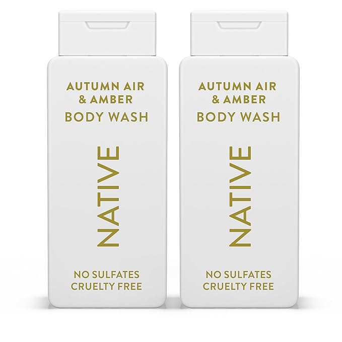 Native Body Wash with Naturally Derived Ingredients – Autumn Air & Amber – Sulfate & Paraben Free – For Women & Men – Skin‑Loving Cleanser – 18 oz (2‑Pack)