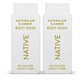 Native Body Wash with Naturally Derived Ingredients – Autumn Air & Amber – Sulfate & Paraben Free – For Women & Men – Skin‑Loving Cleanser – 18 oz (2‑Pack)