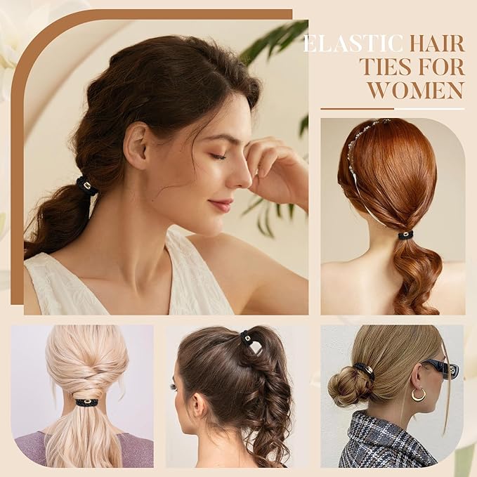 Hair Ties No Damage - 20PCS Ponytail Holders - Elastic Hair Ties for Thick Hair - Braided Hair Bands for Women Girls's Hair - Black