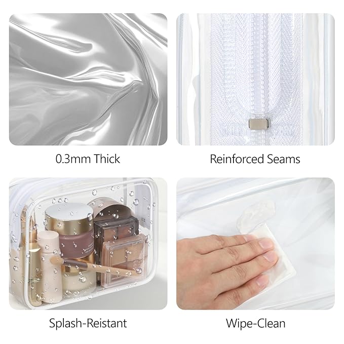 PACKISM TSA Approved Toiletry Bag - Clear Makeup Bag for Travel, White