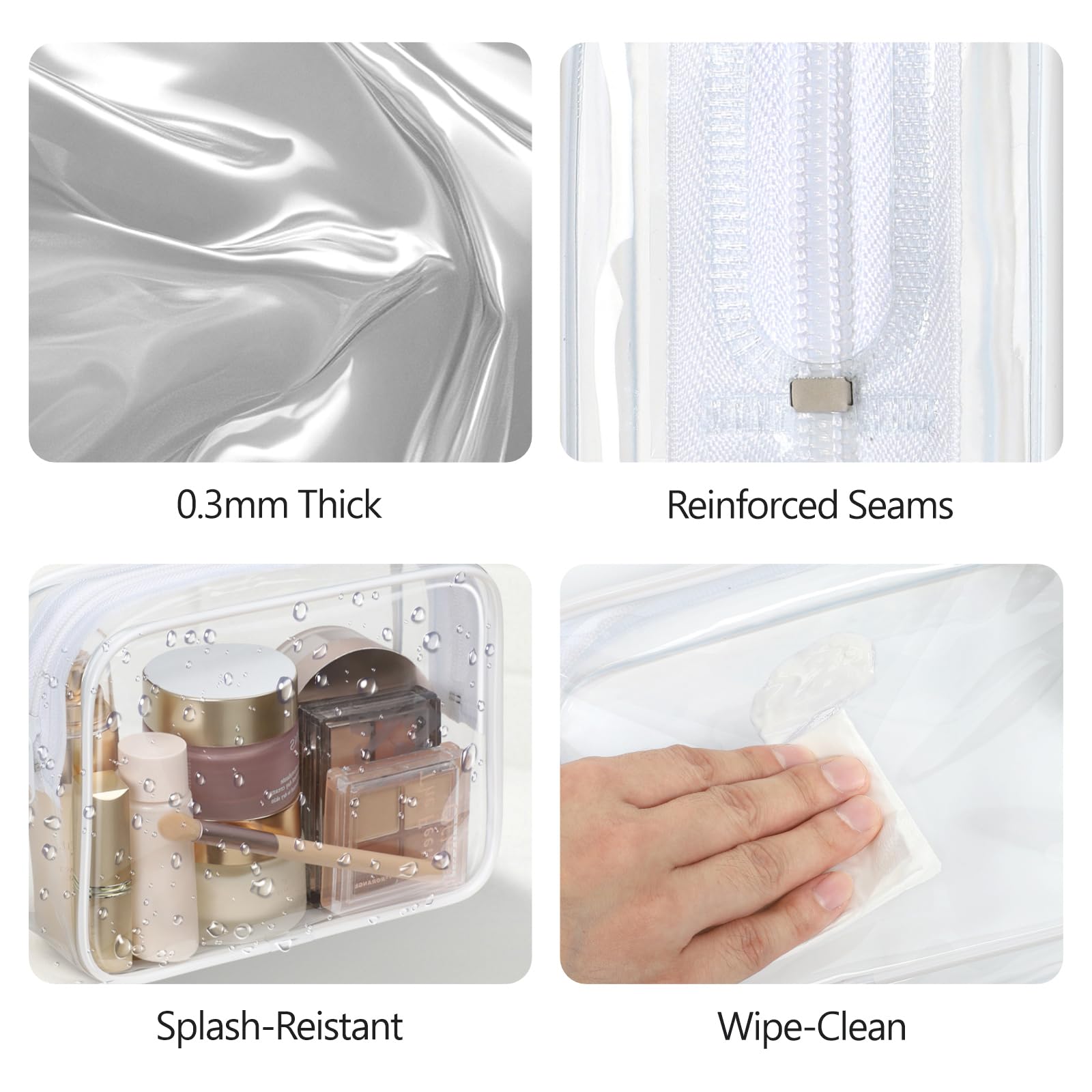 PACKISM TSA Approved Toiletry Bag - Clear Makeup Bag for Travel, White