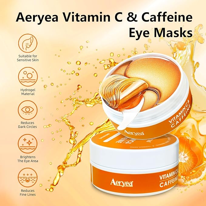 Aeryea Vitamin C & Caffeine Under Eye Patches for Men & Women 60 Pairs