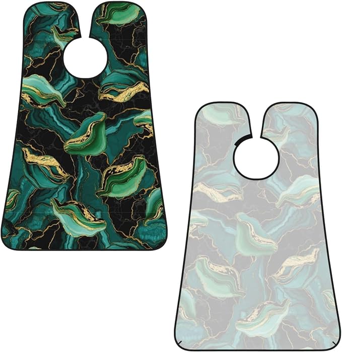 Non-Stick Beard Shaving Bib, Hair Catcher Apron with Suction Cups, Waterproof Grooming Tool for Men Husband, Teal Turquoise Green Gold Black Marble Shave Bib