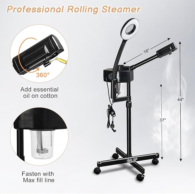 Winado 2 in 1 Professional Facial Steamer with 5X Lamp and Touch Screen