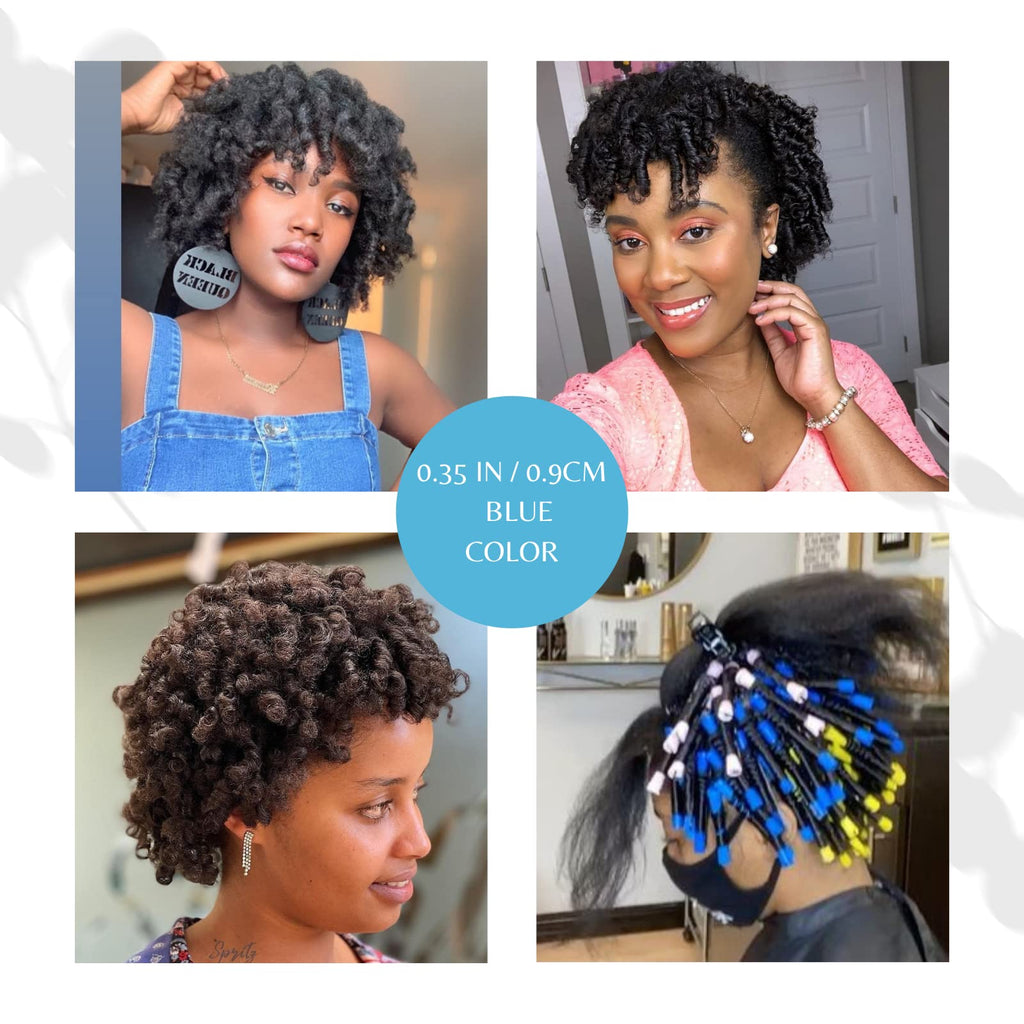 Perm Rods,60 pcs Small Size Rollers for Natural Hair Long Short Hair Styling Tool Curlers 0.35 inch Blue Color