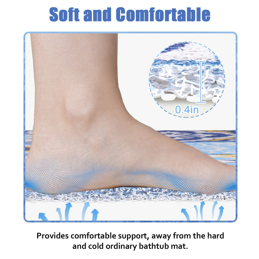 Shower Mat Non-Slip - 24x16 Inch, Soft Comfort Bath Mat with Drainage Holes, PVC Loofah Massage Bathmat for Shower,Tub,Bathroom,Wet Areas, Quick Drying