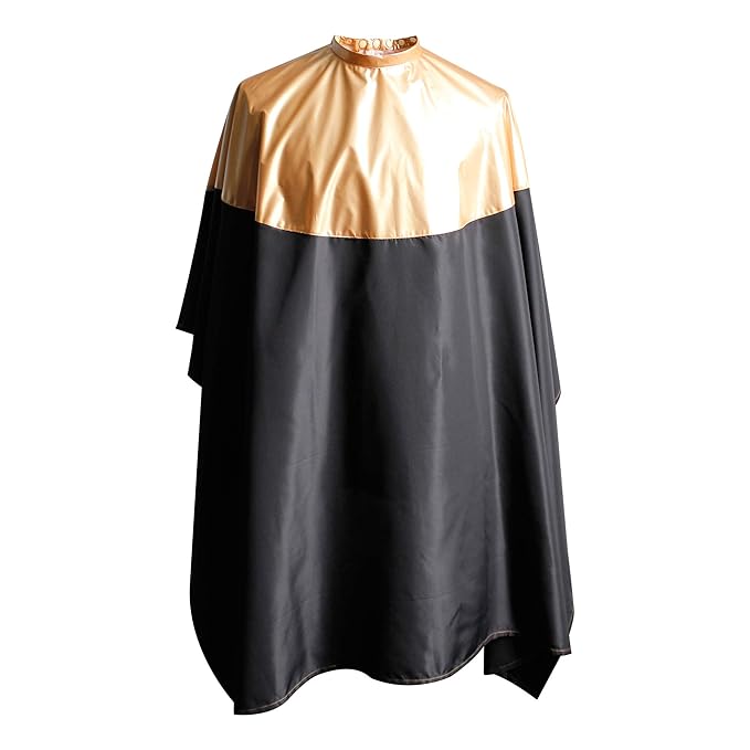 SMARTHAIR Professional Salon Cape Polyester Haircut Apron Shampoo & Chemical Resistant Haircut Cape,54”x62”,Gold & Black,C007013C-G