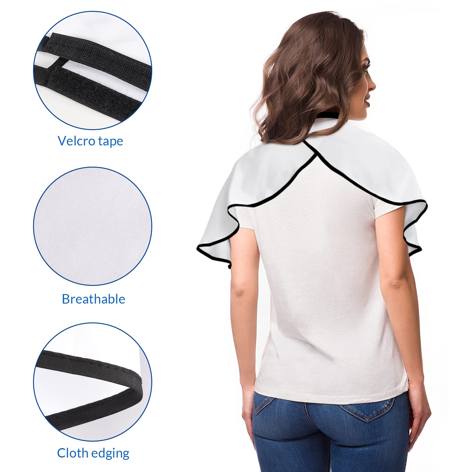 JIAKAI Professional Short Length Salon Cape, Makeup and Hairdressing Styling Apron With Loop Closure, White, Medium
