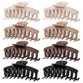 TOCESS Hair Claw Clips for Women, 8PK 4 in Large Matte Neutral Hair Clips for Thick, Thin, Long, Short Curly Hair, Strong Hold Non Slip Jumbo Hair Claw Clips, Minimalist Big Jaw Clip