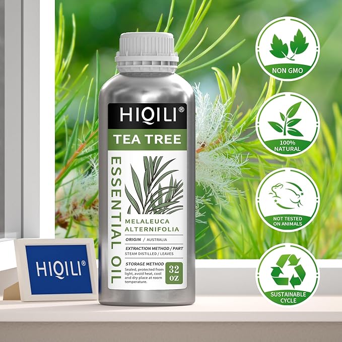 HIQILI Tea Tree Oil for Skin, Hair, Nail, Diffuser, Soap Making