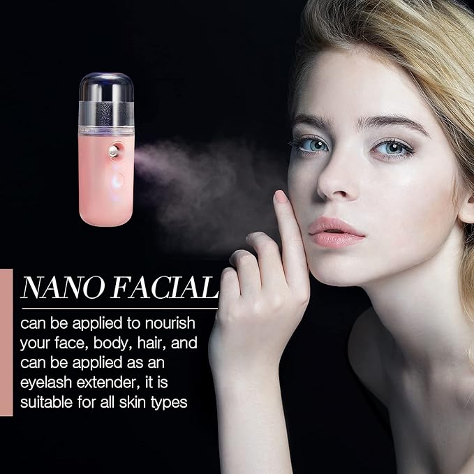 Honoson 2 Pack Nano Facial Mister Spray Bottle Handheld Humidifier Portable Face Mister for Eyelash Extensions USB Rechargeable 1 oz Mini Skin Care Machine for Daily Makeup(Coral Orange and White)