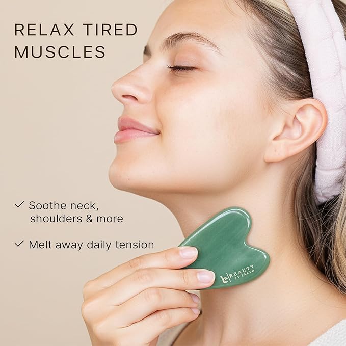 Beauty by Earth Jade Gua Sha Facial Tools - Depuffer & Massager Tool