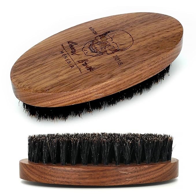 Menesia Walnut Wood Boar Bristle Beard Brush for Men