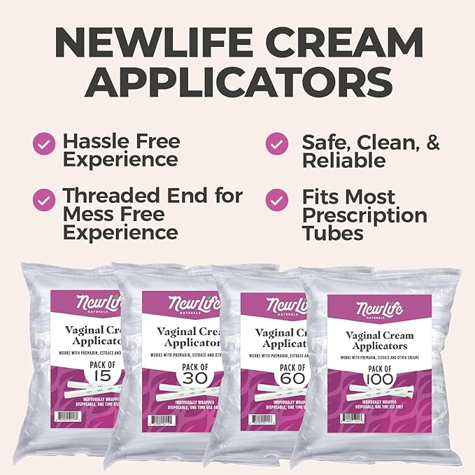 Disposable Plastic Vaginal Cream Applicators Hygienic Threaded Injector Applicator Preseed Estrace Premarin OTC Cream Products Dosage Markings- 15 Pack
