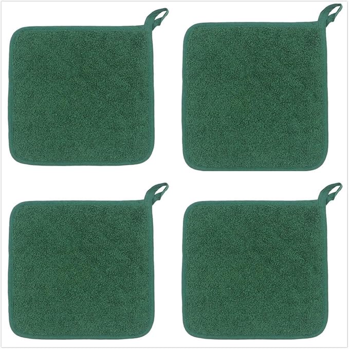 GQZLUCK Cotton Pot Holders, Hot Pads for Kitchen,Set of 4, Dark Green