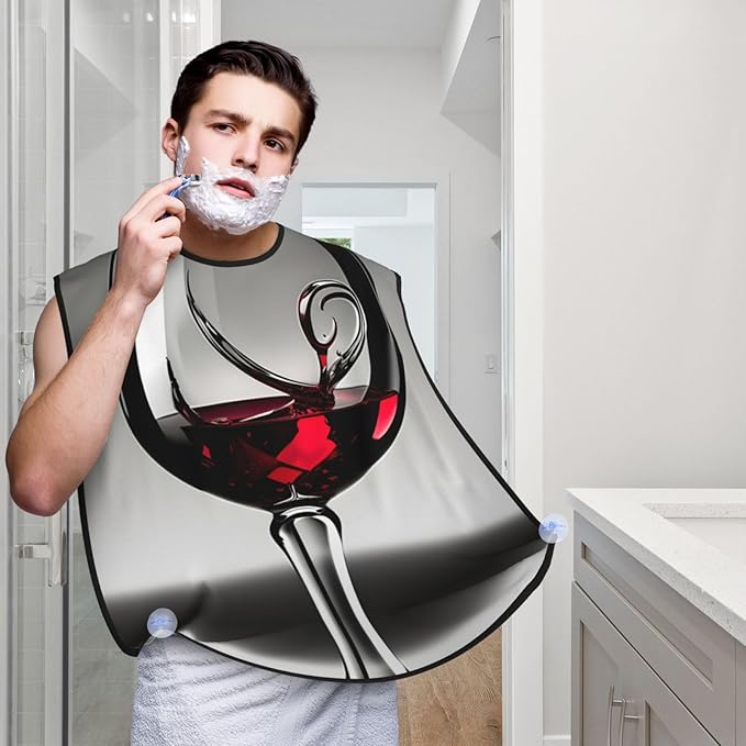 Black And White Marble Texture Print Beard Bib Shaving Apron, Beard Hair Trimming Cape Gift For Dad