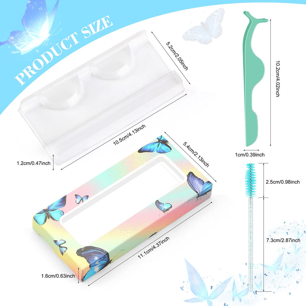 175 Pieces Lash Packaging Wholesale, Include 30 Empty Eyelashes Packaging Box, 30 False Lash Trays, 15 Eyelash Tweezers and 100 Eyelash Brush Mascara Wands Disposable (Green)
