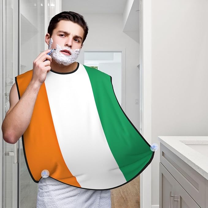 YQxwJL Flag Of Cote D'Ivoire Print Beard Bib Shaving Apron, Beard Hair Trimming Cape Gift For Dad