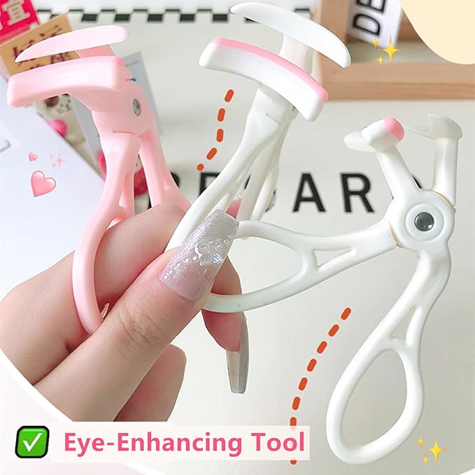 2 Pcs Eyelash Curler Set – Quick Natural Curl in Seconds – Long-Lasting Lift Without Pinching/Pulling – Professional Lash Curling Tool for Women & Girls – Achieve Voluminous, Eye-Opening Curls