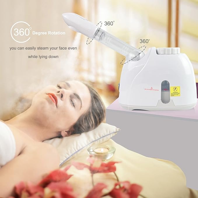 YOKYAK Facial Steamers with 360 Rotatable Sprayer, Face Steamer for Facial Deep Cleaning, Hot Mist Humidifier for Face Spa Sinuses Moisturizing, Home or Salon Use
