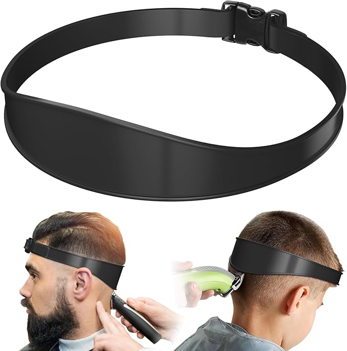 Neckline Shaving Template and Adjustable Hair Trimming Guide,DIY Self Haircutting System, Shaving and Keeping a Clean and Straight Neck Hairline,Easy Use Tool Soft Portable (Black)