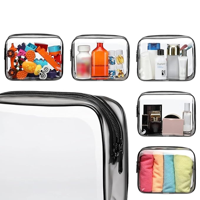 PACKISM Clear Makeup Bag for Travel - TSA Approved Toiletry Bag, Smoke Gray