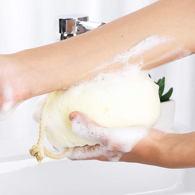 KECUCO 3 Pcs Bath Sponge for Women, Men, Teenager, Body Wash Sponges Loofah Body Scrubber, 3 Colors & Large Size Shower Pouf Cleaning Loofahs for Shower Exfoliating