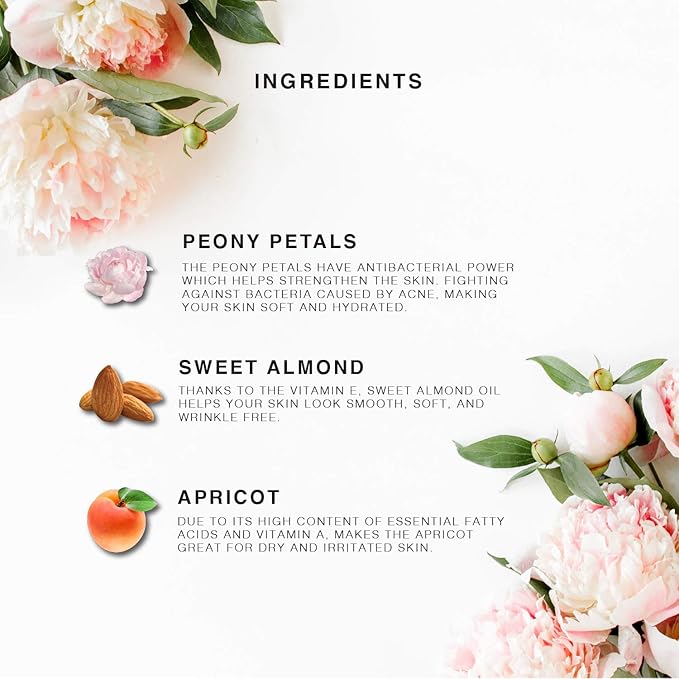 BEAUTE DE PROVENCE Peony Multi-Use Oil for Face, Body and Hair - Organic Blend of Apricot, Vitamin E Sweet Almond Oil for Dry Skin, Rose Petals & Bergamot Essential Oil - 4 Fl Oz