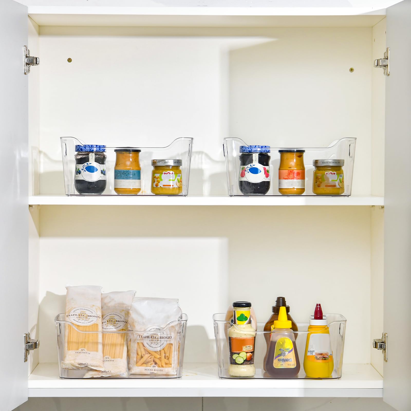 AntStep Clear Plastic Storage Bins - 12 Pack Pantry Organizers and Storage, Clear Pantry Organizer Bins, X-Large Plastic Containers with Handle for Kitchen, Cabinet, Bathroom, Classroom Organization