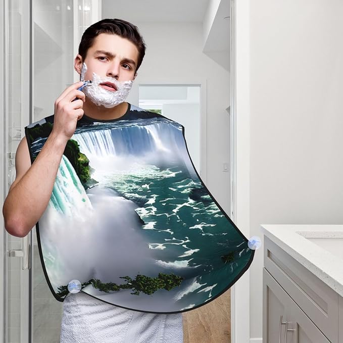 Ocean Fishes Print Beard Bib Shaving Apron, Beard Hair Trimming Cape Gift For Dad