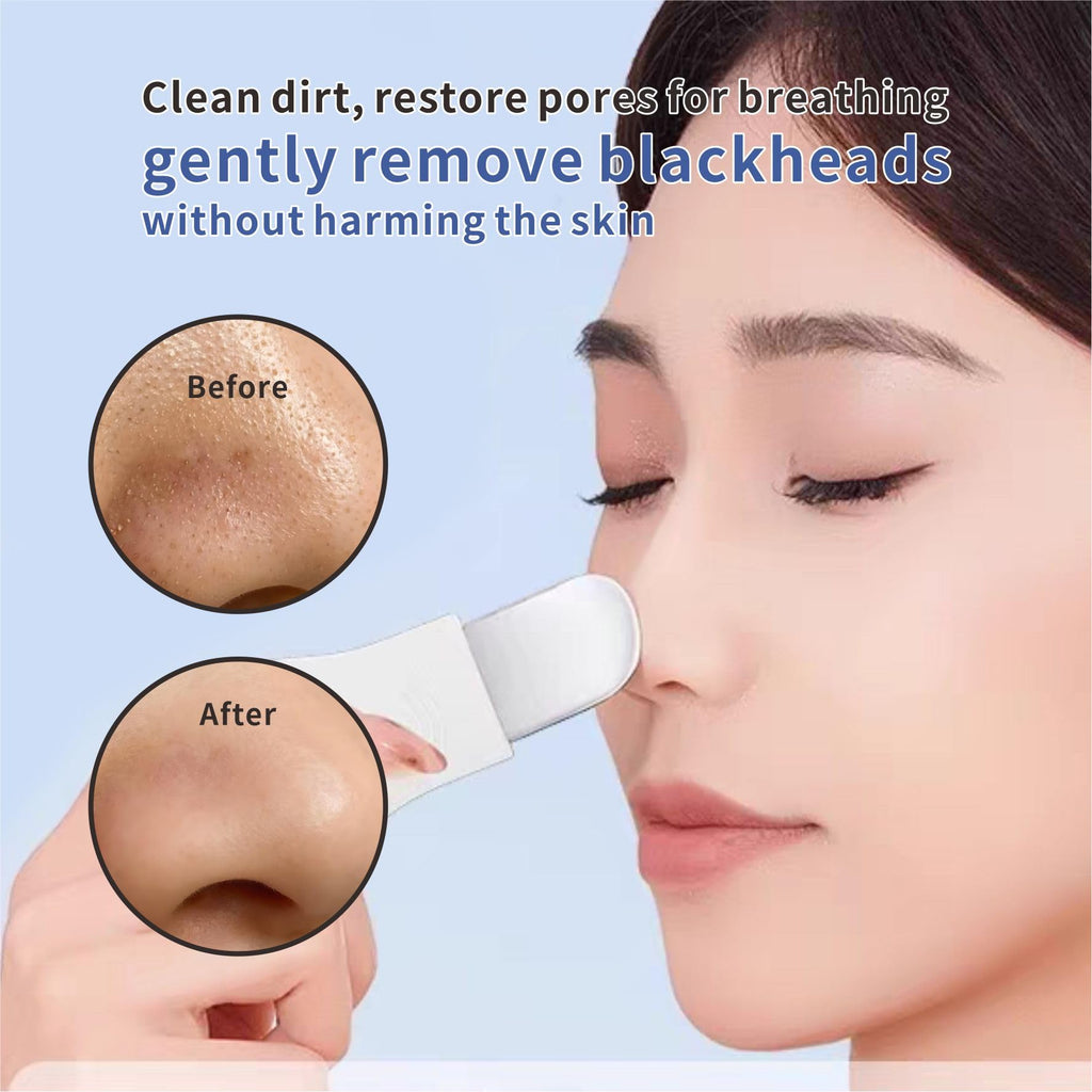 REVEX Nose Blackhead Remover Tool Set,Blackhead Scraper Tool,2Pcs Pore Cleaning Brush, Face Scrubber Skin Spatula, Pore Scrubber for Deep Cleansing,Face Exfoliator Scrubber for Women Men. (White)