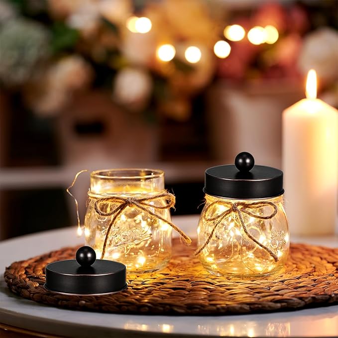 SheeChung Small Mason Jar, Glass Qtip Holder, Apothecary Jars with Lids, Bathroom Organizers and Storage, Bathroom Canister for Q-tips, Floss, Balls, Cotton Swabs, Farmhouse Decor-Oil Rubbed Bronze