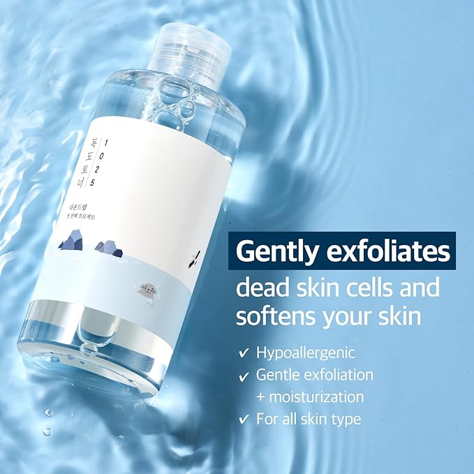 ROUND LAB Dokdo Toner (Unscented) | Exfoliating Dead Skin Cells Without Irritation, Hydrating, Watery Type Toner (3.38fl.oz)