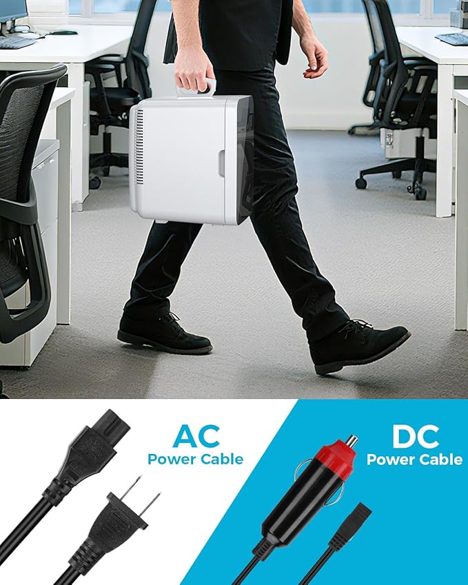 Electactic 10L Compact Mini Fridge, Portable Small Refrigerator, Small Cosmetics Cooler, 2.6 Gal Mini Fridge with AC/DC Adapters for Beverage, Food, Makeup, Bedroom, Office, Dorm, White