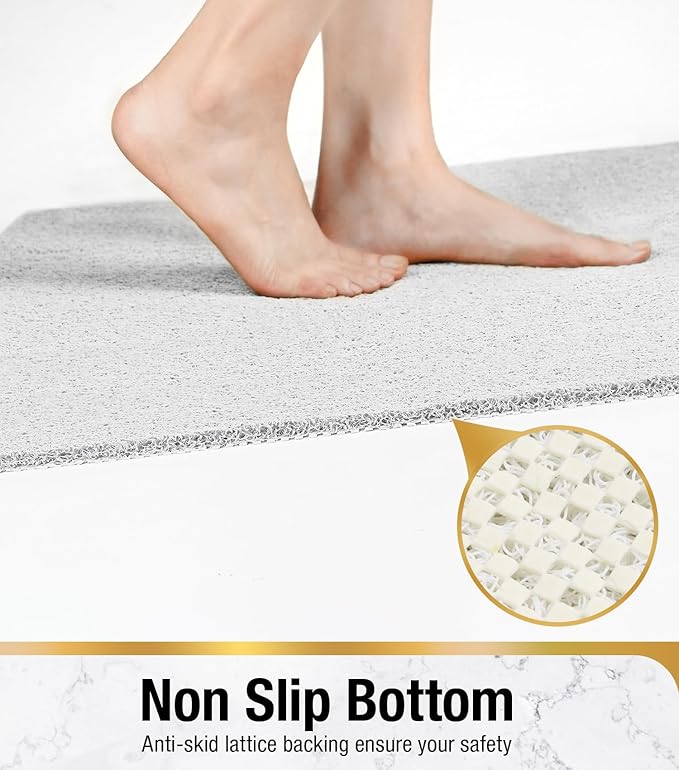 HITSLAM Square Shower Mat Non Slip, Bath Tub Mat for Textured Surface, Soft PVC Loofah Bathtub Mats Without Suction Cups, Quick Drying Shower Floor Mat, 24 x 24 Inch Bathroom Accessories, White