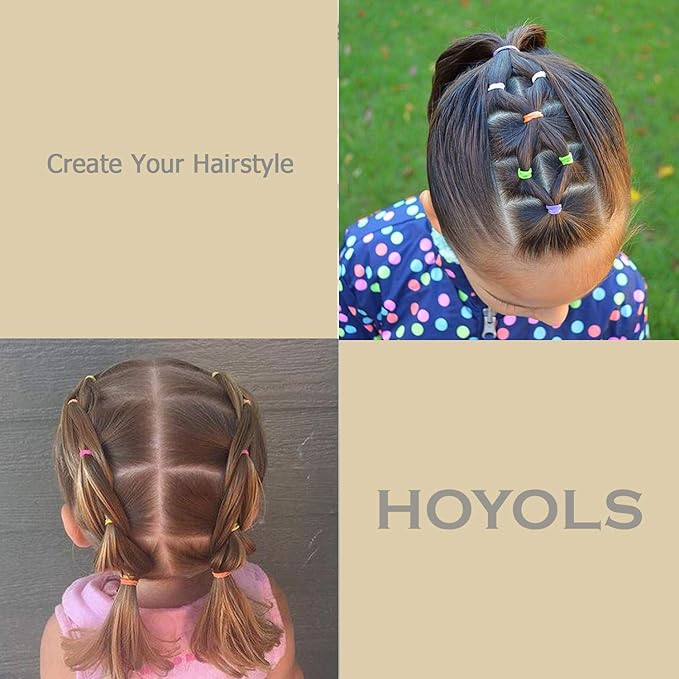 HOYOLS 3/4 Inches Colorful Rubber Bands for Hair Ties Reusable Elastics Ponytail Holders for Girls Thick Hair Mini Braids No Damage Office Supplier 600 Pcs (M)
