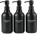 Shampoo and Conditioner Bottles Set of 3 Black – Shower Shampoo Dispenser – Hotel Style Bathroom Upgrade by MaisoNovo