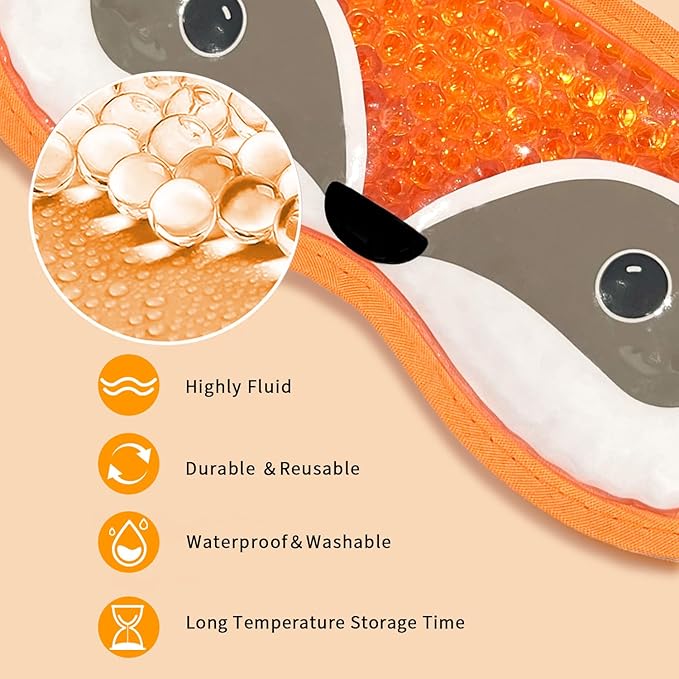 CONBELLA 2PCS Cooling Eye Mask Gel Eye Mask, Reusable Hot Cold Therapy Cold Eye Mask for Post Surgery, Puffiness, Dark Circles, Eye Bags, Dry Eyes, color:Orange Green，number_of_items:2