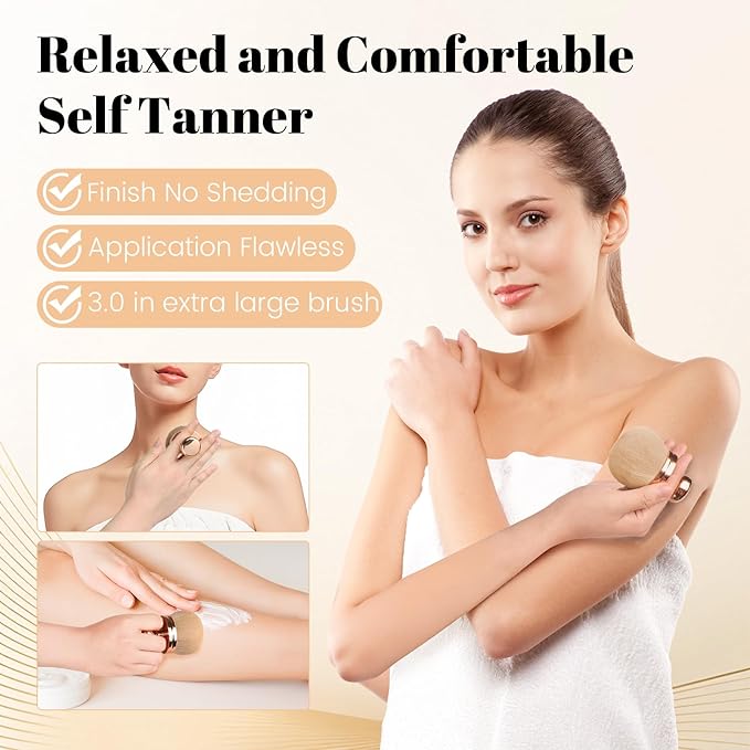 Extra Large Body Makeup Self Tanner Brush 3.0in Round Vegan Kabuki Brush