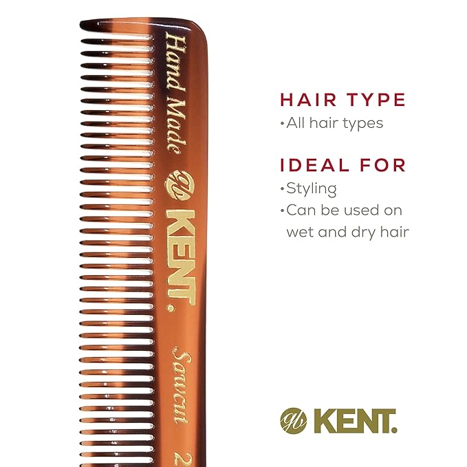 Kent 20T Handmade Fine Tooth Folding Comb with Hand Made 81T Mini Pocket Comb for Beards and Mustache - Beard Growth/Fine Tooth - Beard Straightener for Mens Grooming Kit