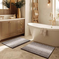 BSICPRO Bathroom Rugs and Mats Sets, 2 Piece Thick Absorbent Chenille Bath Mat Rug Set Non Slip, Soft Shaggy Bath Room Floor Mats for Bathroom, Machine Washable (Brown, 20" x 32" Plus 16" x 24")