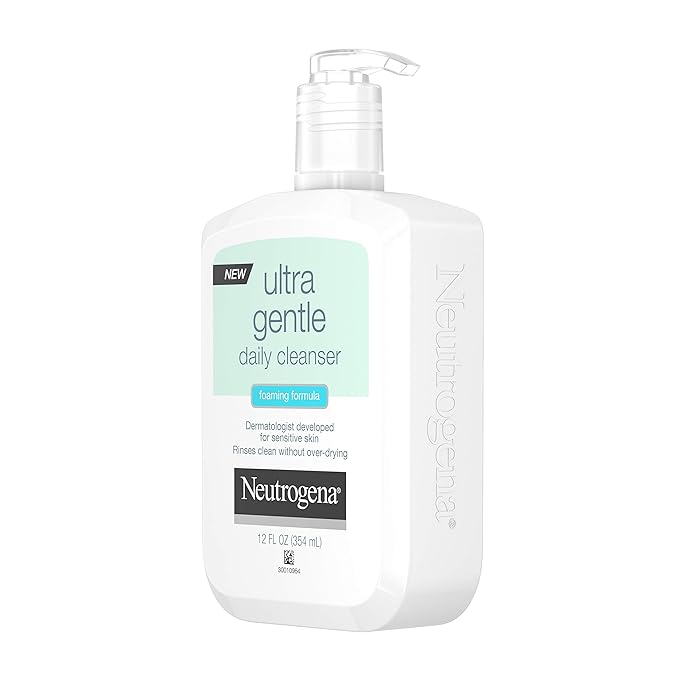 Neutrogena Ultra Gentle Foaming Facial Cleanser, Foaming Face Wash for Sensitive Skin, Gently Cleanses Away Dirt, Oil & Makeup Without Over Drying, Fragrance-Free, 12 fl. oz (Pack of 2)
