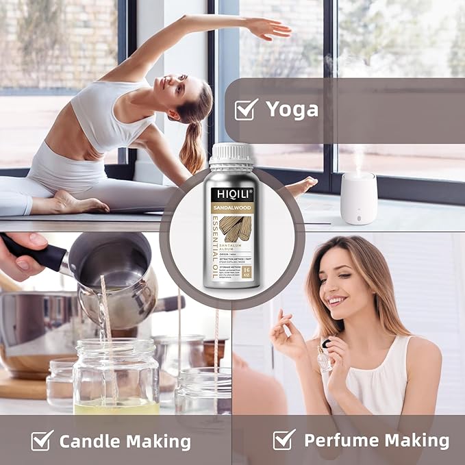 HIQILI Sandalwood Essential Oil Long-Lasting Scent for Skin Care & Diffuser