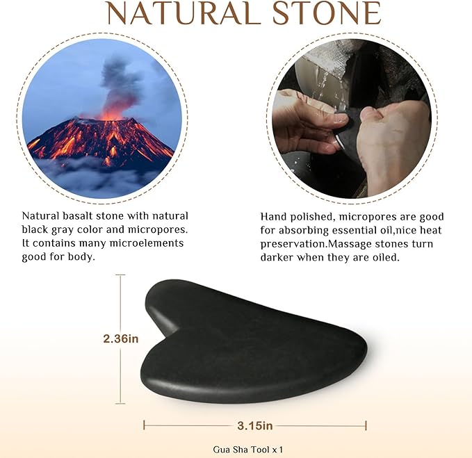 HDYAR Hot Stones for Massage Essential Basalt Massage Stones Gua Sha Facial Tools, Massage Tools for Professional or Home SPA, Relaxing, Healing, Pain Relief