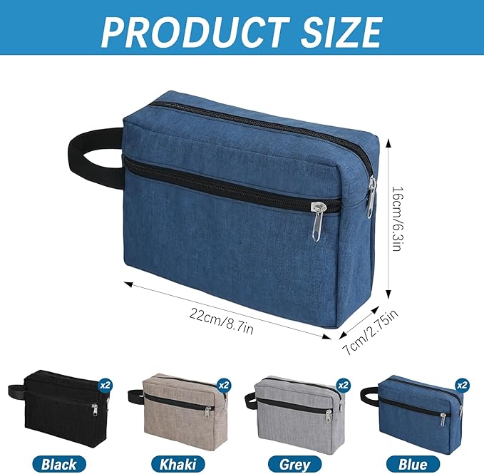 Orepzinc 8 PCS Travel Toiletry Bag for Women and Men, Travel Pouch, Large Shaving Bag, Portable Grooming Bags, Foldable Storage Bags with Handle for Cosmetics Toiletries Tools, 4 Colors