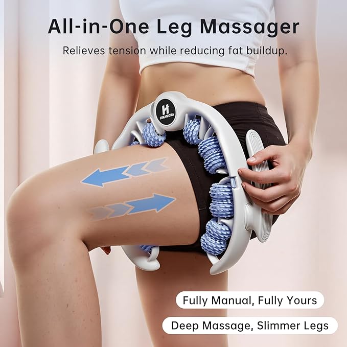 Hikamora Cellulite Massage Tool, Manual Cellulite Roller, Contoured & Smoother Skin, Relieve Leg Muscle Soreness, Dimpled Skin Removal, Legs/Thighs/Buttocks, Anti-Cellulite Roller (Blue)