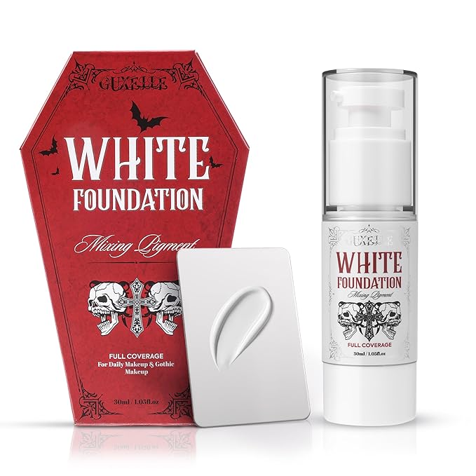 White Liquid Foundation, Waterproof Full Coverage Foundation Mixer, White Base with Makeup Mixing Palette for Goths SFX & Daily Makeup.